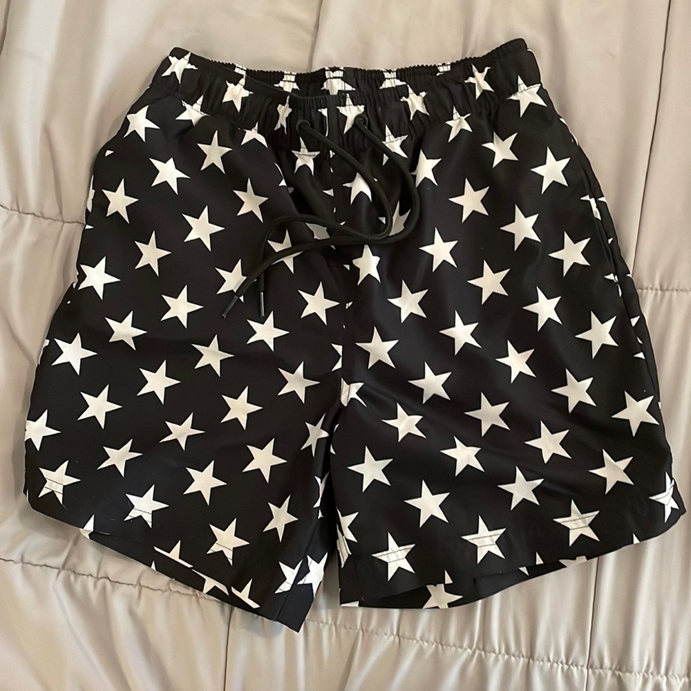 GEORGE Size 28-30 Black and White Stars and Stripes Bathing Suit Swim Suit
